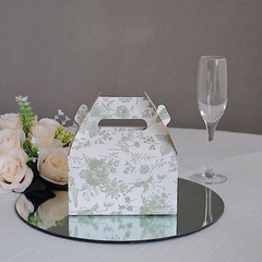 25 SAGE GREEN Tote Favor BOXES Floral Printed Gift Holders Party Decorations