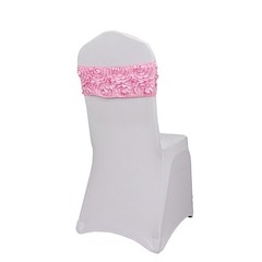 10 Pink Satin Rosettes Stretchable Spandex Chair Sashes Wedding Decorations
