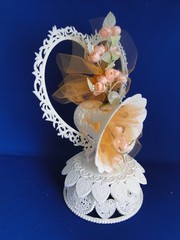 New Vintage Wilton «Flowering Bell» wedding Cake Top with Peach , 103-2158, 1983