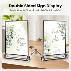 Acrylic Black Sign Holders 5×7, 12 Pack Wedding Black Table Number Holders,