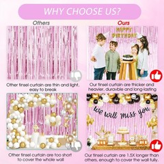 TenLaitech Curtain Pink Foil Backdrop, 3 PCS 3.3 x 9.9 ft, for Galentines Day…