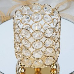 4″ wide Gold Votive Tealight Crystal Beaded CANDLE HOLDERS Wedding Party Home