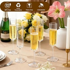 12-Pack Plastic Champagne Flutes, 6oz Square Disposable Toast 12-pack Clear