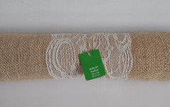 NWT 18 inch x 10 foot rolled burlap lace trim runner fabric Wedding party rustic