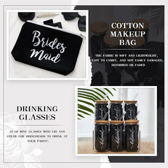 Bridesmaid Proposal Gift Set – 6 Pcs Glass Cups, Jewelry Box & Makeup Bag