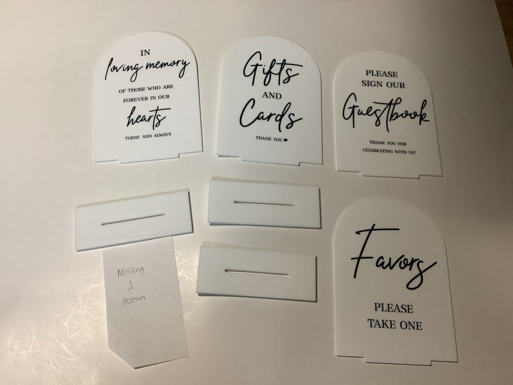 4pcs Acrylic Wedding Signs for Ceremony & Reception 5×7 Inch White *READ