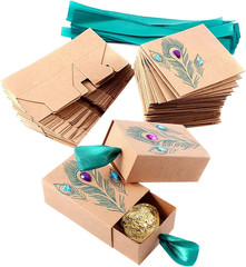 50pcs Suitcase Candy Boxes, Party Favor Candy Box, Vintage Kraft Paper Gift Bag
