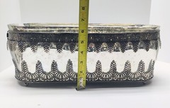 16″ Pottery Barn Madeline Mercury Glass Metal Filigree Centerpiece Vase Silver