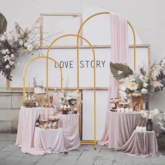 Set of 3 Metal Arch Backdrop Stand Gold Wedding Arch for Ceremony Decorations
