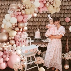Dusty Pink Balloon Arch Kit, 143Pcs Blush Pink Sand White Nude Rose Gold Boho
