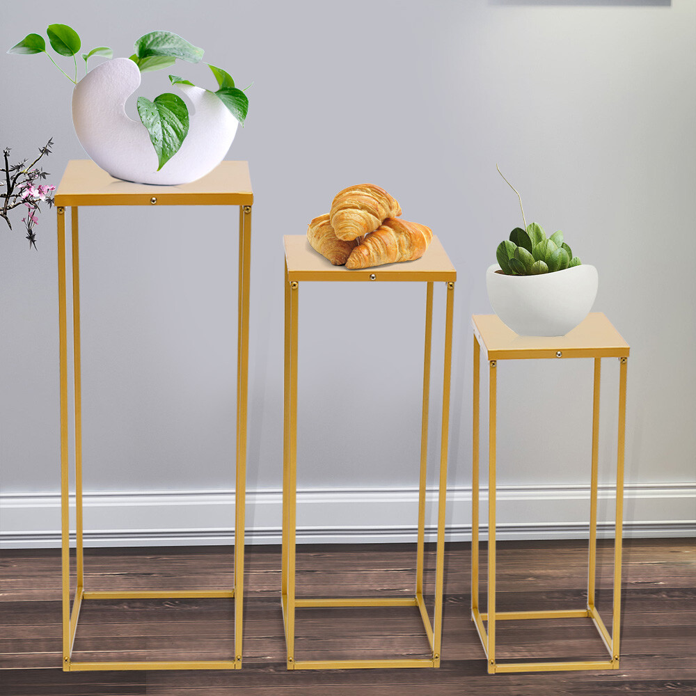 3PCS Golden Metal Stand Wedding Decoration Road Lead Flower Centerpieces Column