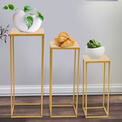 3PCS Golden Metal Stand Wedding Decoration Road Lead Flower Centerpieces Column