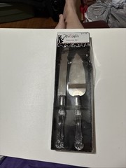 Wedding Cake Server And Knife Set With Clear Decorative Faux Crystal Handles