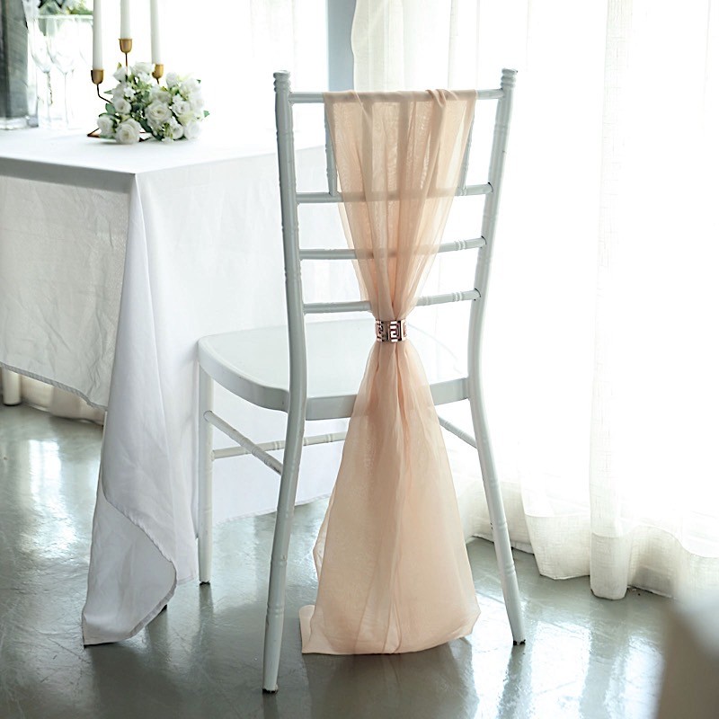 10 Nude Premium Chiffon Wide CHAIR SASHES Wedding Party Reception Decorations