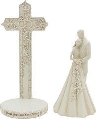 Beautiful 2-Piece Wedding Cake Topper and Figurine – Faith, Hope, and Love Abide