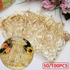 200Pcs Gold Organza Wedding Party Gift Bags Favor Candy Sheer Jewelry Pouches US