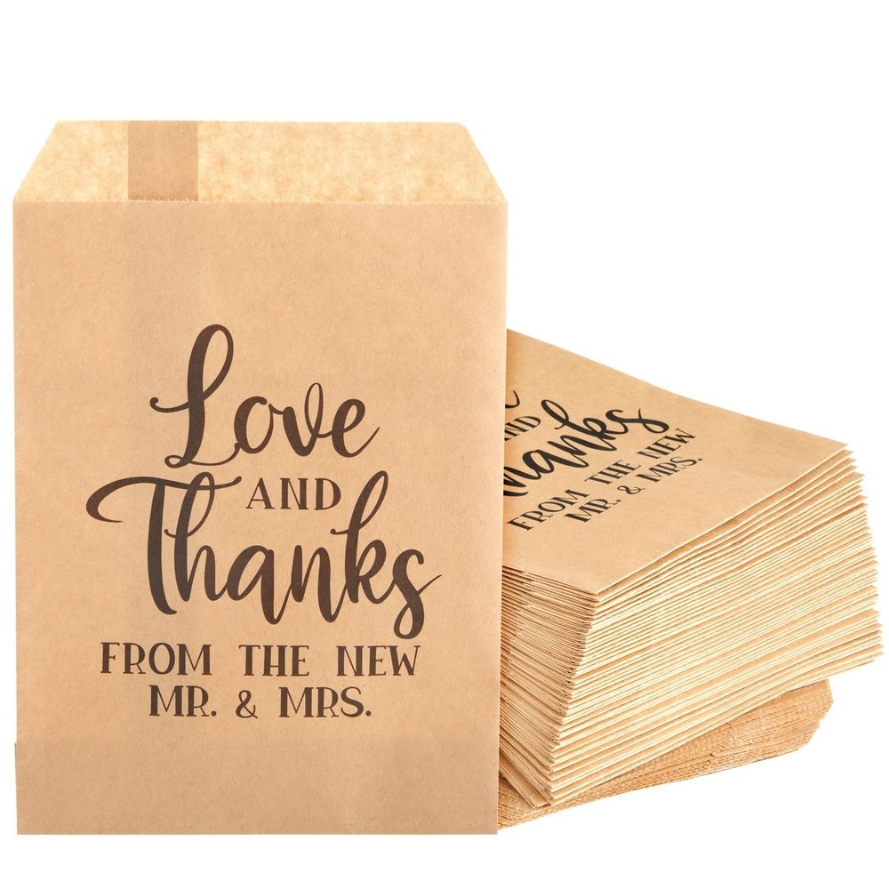 Sparkle and Bash Cookie Bags for Wedding Favors – 5 x 7.5 In, Inches, brown