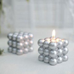 2 SILVER Bubble Cube Unscented Paraffin Wax CANDLES Wedding Centerpieces Events