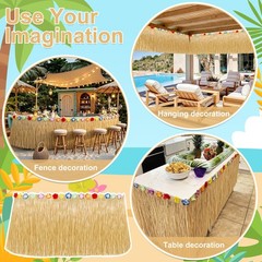 Gold Natural Hawaiian Grass Table Skirt Luau Party Decoration