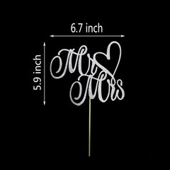 Silver Glitter Mr and Mrs Cake Topper – Wedding, Engagement, Wedding Annivers…