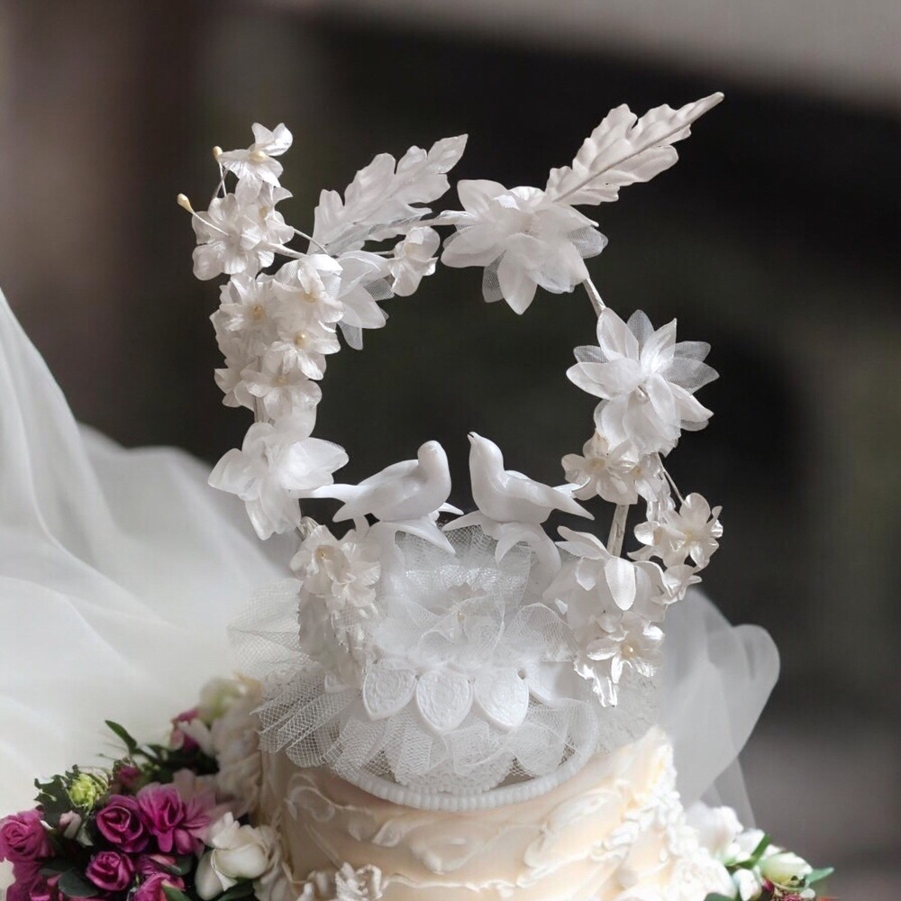 Wilton Wedding Cake Topper Spring Song Love Birds White Flowers 6.5″ x 5.5″