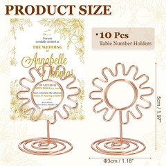 10Pcs Cards Stand Menu Clips Sunflowers Card Photo Holders Rose Gold