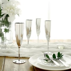 5 oz Silver Premium Metallic Plastic Champagne Flutes Disposable Flutes Wedding