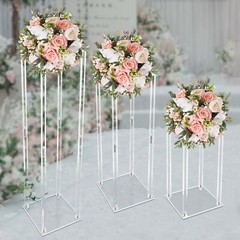 Clear Acrylic Flower Stand 40/60/80cm Tall Column Vase Wedding Decoration