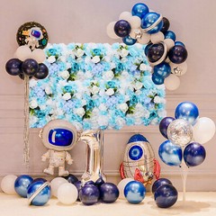 6x Blue+White Artificial Flower Wall Panel Floral Backdrop Girl Room Home New