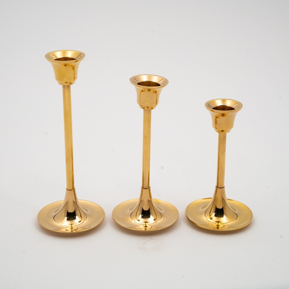 Candle Holder 5″-6″-7″High Polished Shiny Brass Contemporary Style FREE SHIPPING