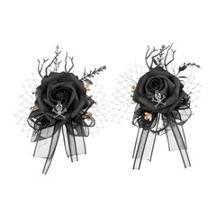 Black gothic corsage wrist accessory for Halloween outfit styling