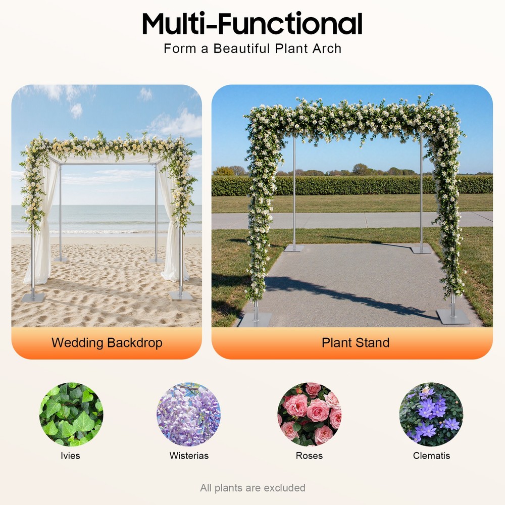 10FT Adjustable 4 Post Height Canopy Mandap Hardware Kit Wedding Party Stand