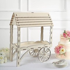 5 in Natural Laser Cut Mini Candy Cart Wooden CUPCAKE Dessert STAND Party Events