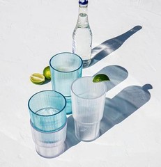 Fine Ribbed Acrylic Drinking Glass – – 16 oz – Set of 6 DOF Clear