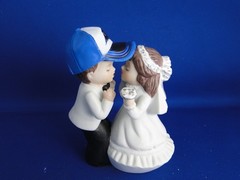 New Carolina Panthers Kissing Bride & Groom Wedding Cake Top figurine with cap