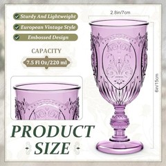 Pcs Plastic Goblets 7.5oz Vintage Goblet Plastic Wine Glasses Colored 6 Purple