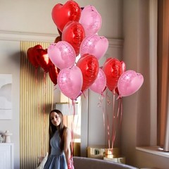 30Pcs 18 Inch Red Pink Heart Balloons Valentine’s Day Heart 30pcs-pink Red