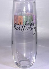 “Happy Birthday” Cristar Clear Flute Champagne/Wine Glass 9.6oz-NEW-SHIP N 24HR