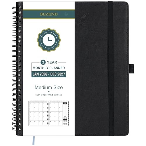 Monthly Planner 2026-2027 (Spiral-7″ Medium 7″ x 9″ Black Jan 2026 – Dec 2027