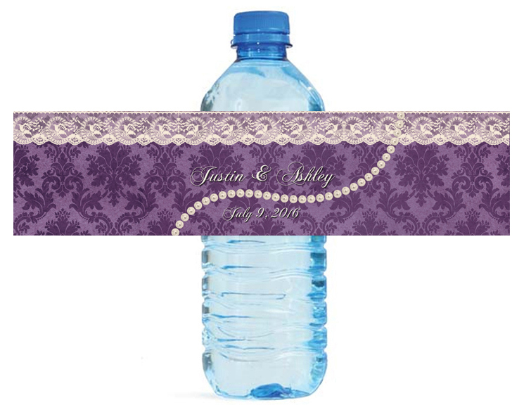 100 Pearls and Lace Wedding anniversary Engagement Party Water Bottle Labels
