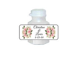 30 wedding favor mini bubble labels stickers personalized pink flowers, roses