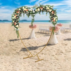 Large Heart Archway Wedding Backdrop Stand Gold Arch Frame Flower Balloon Decor