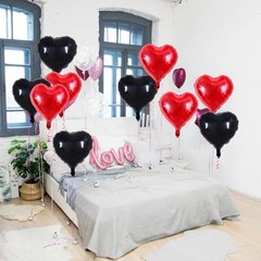 30Pcs 18 Inch Red Black Heart Balloons Valentine’s Day Heart 30pcs-black Red