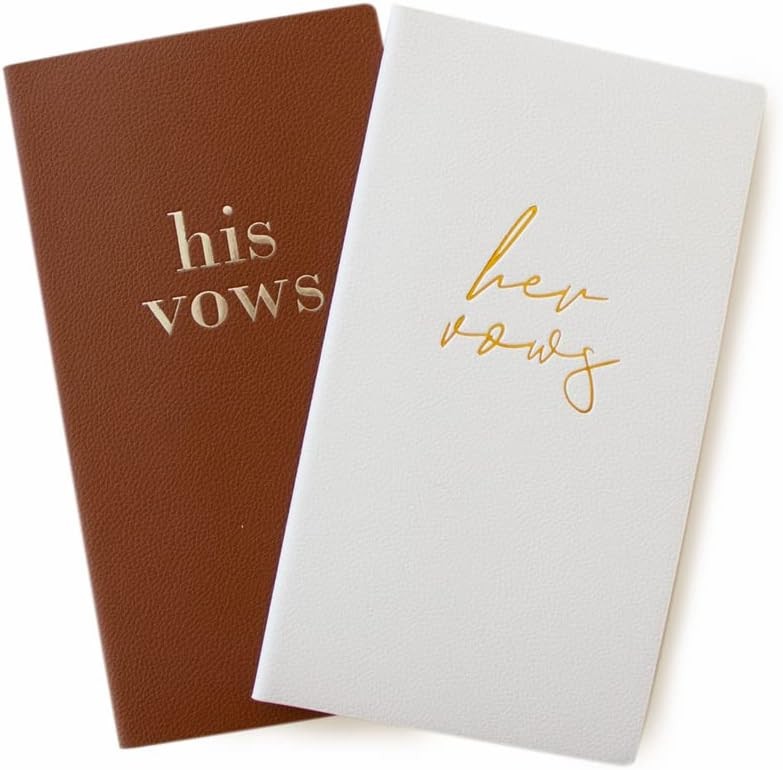 Premium Leather Vow Books His and Hers Booklet – Wedding Stuff & Brown/White