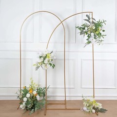7 feet Gold Metal Floral Display Frame Half Moon Backdrop STAND Arch Party Event