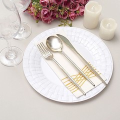 10 pcs Plastic WHITE with Basketweave 10″ PLATES Disposable Party Wedding SALE