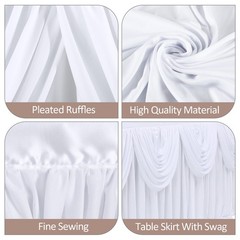 gogoparti White Tutu Table Skirts 108″ x 30″ (Rectangular), Classical
