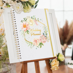 Floral Wedding Planner Book with Organizer 5 Tabs Hardcover 9 X 11.9