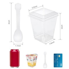 5 oz 60Pcs Plastic Dessert Cups With Lids and 20 cups + 20 spoons + 20 lids