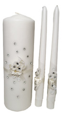 3-Piece Candles Set Wedding Supplies Rhinestone 9″ Unity Pillars & 10″ Tapers